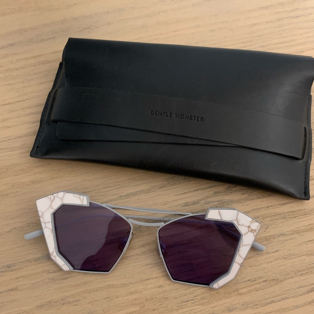 Gentle Monster Marble Frame Sunglasses with Purple Lenses